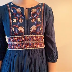 Blue embroidery dress